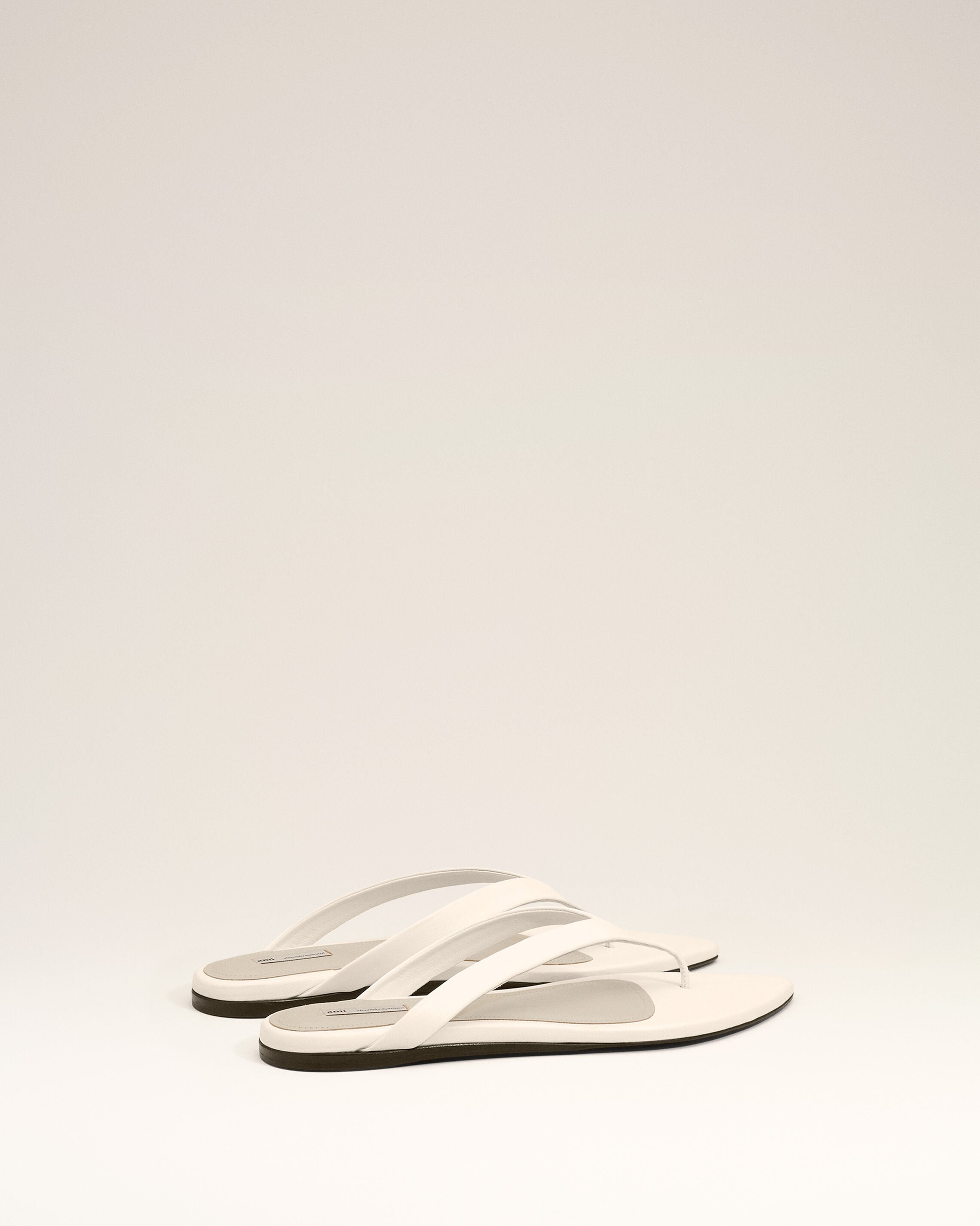 White Lamb Leather Pointed Toe Flip Flops - 4