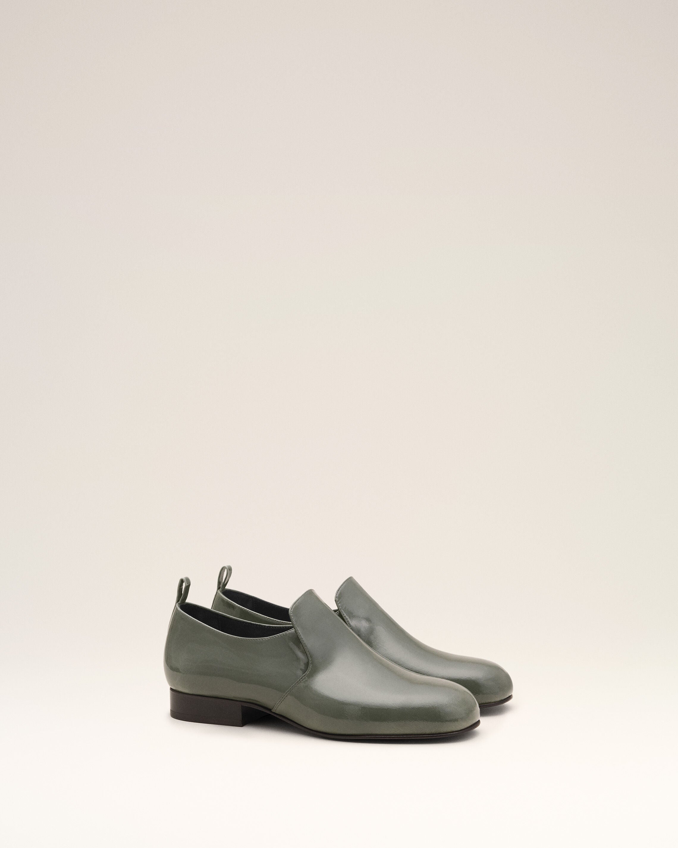 Grey flat cow leather shoes - 3