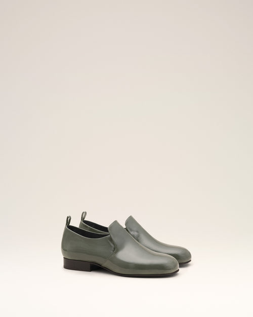 Grey flat cow leather shoes - Woman - 3 - AMI Paris - Ami Paris