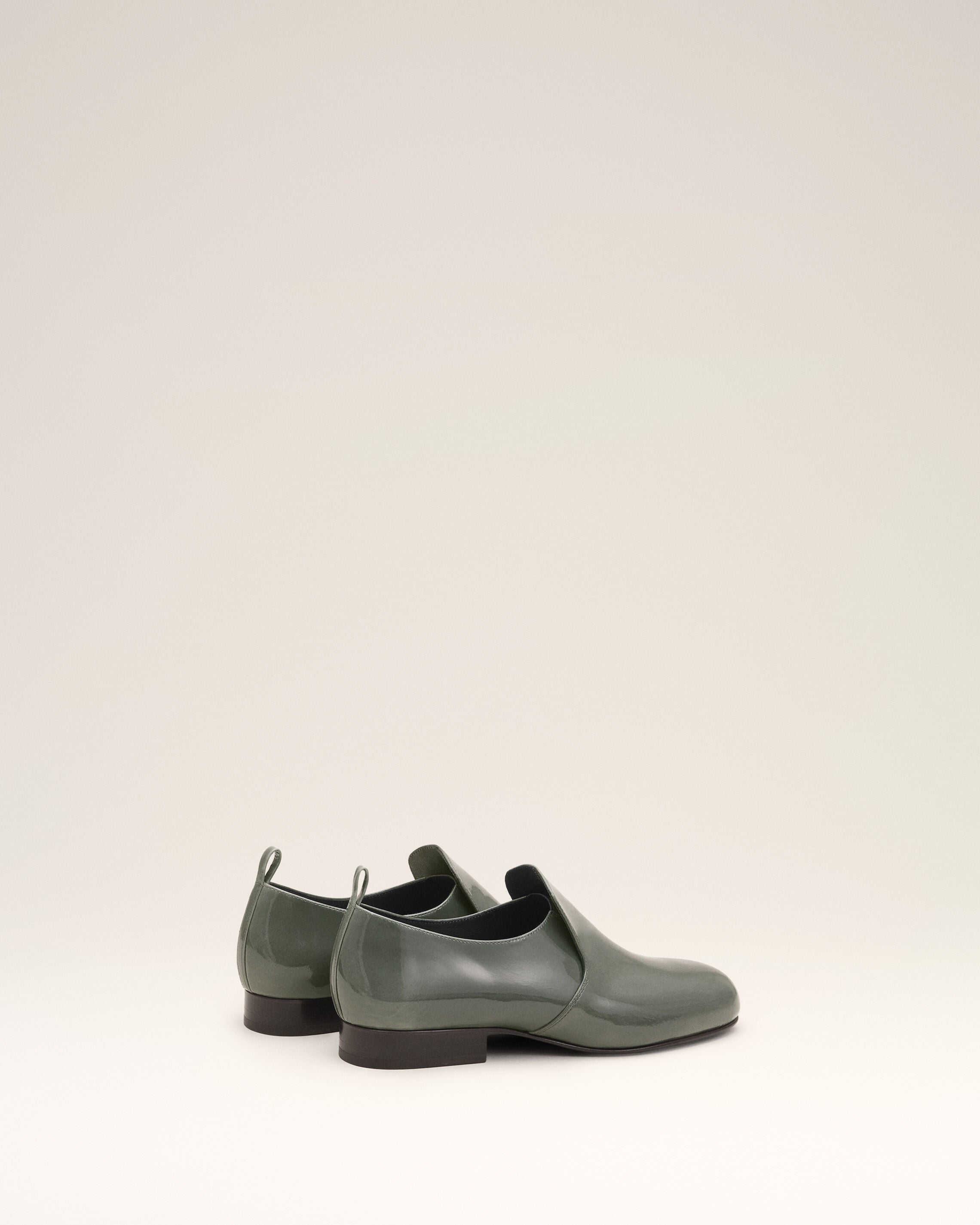 Grey flat cow leather shoes - 4