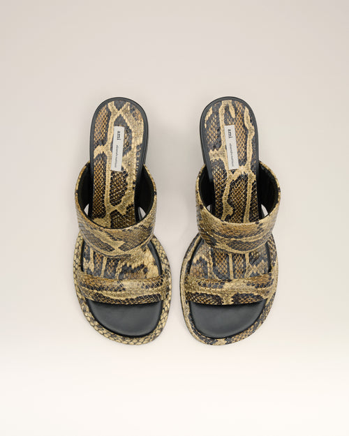 Sandales Piano Beiges En Cuir - Femme - 4 - AMI Paris - Ami Paris