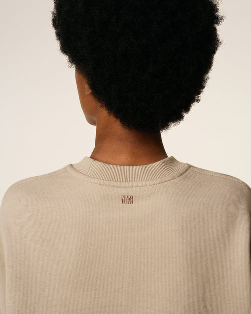 Beige Cotton Contrasted Ami De Coeur Sweatshirt - 4 - Ami Paris