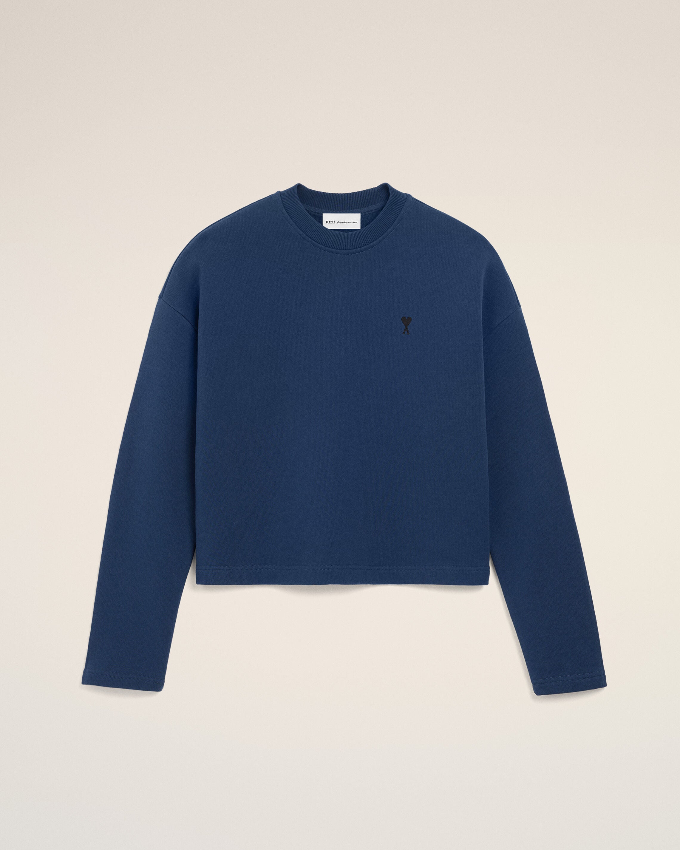 Blue Cotton Ami De Coeur Cropped Sweatshirt - 1