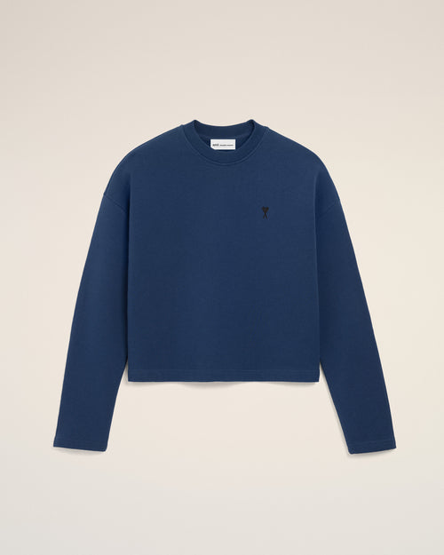                                     Blue Cotton Ami De Coeur Cropped Sweatshirt - 3                                 - Ami Paris