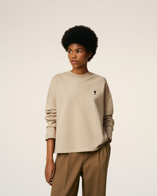 Sweatshirt Beige Ami De Coeur Contrasté En Coton - 3 - Ami Paris