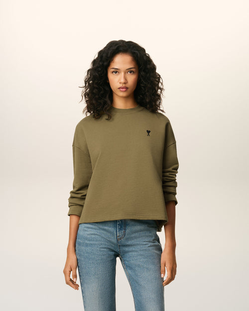                             Sudadera Ami de Cœur en contraste de algodón verde - 3                         - Ami Paris