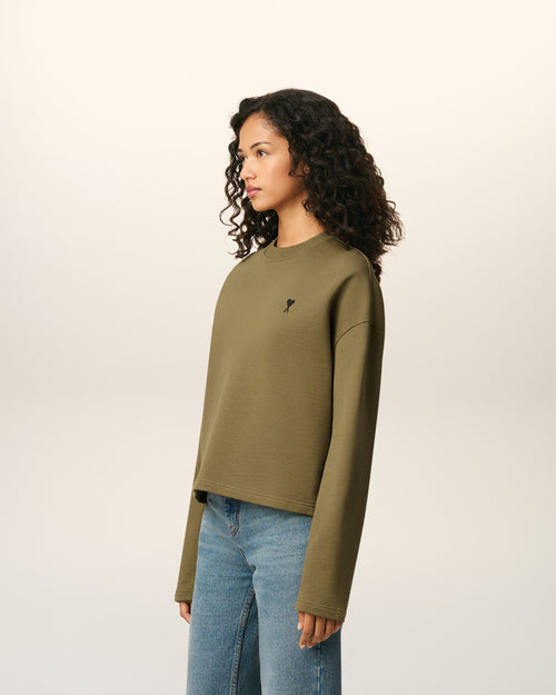 Green Cotton Contrasted Ami De Coeur Sweatshirt - 6 - Ami Paris