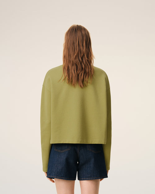 Sweatshirt Court Vert Ami De Coeur en Coton - 5 - Ami Paris