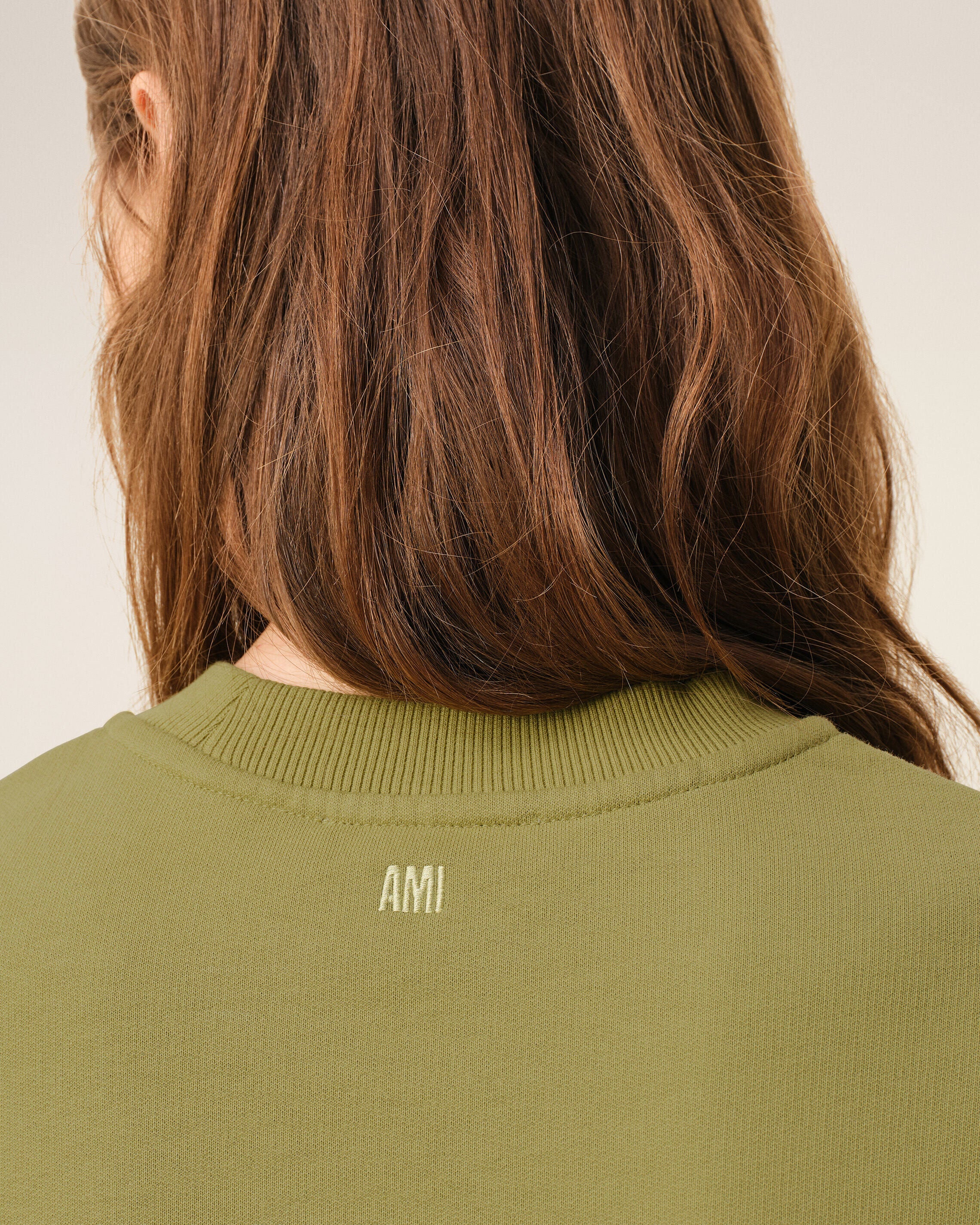 MATCHA Green Cotton Ami De Coeur Cropped Sweatshirt | Ami Paris
