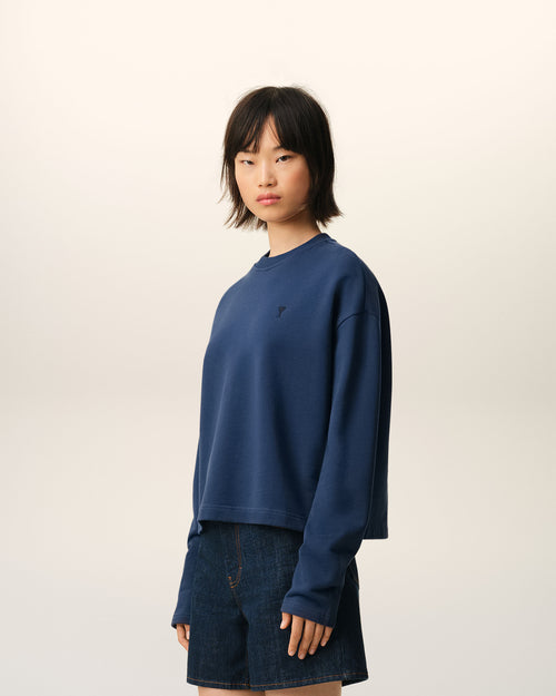 Sweatshirt Court Bleu Ami De Coeur en Coton - 6 - Ami Paris