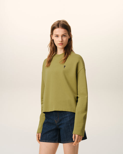 Sweatshirt Court Vert Ami De Coeur en Coton - 6 - Ami Paris