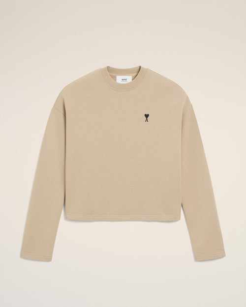 Beige Cotton Contrasted Ami De Coeur Sweatshirt - 4 - Ami Paris