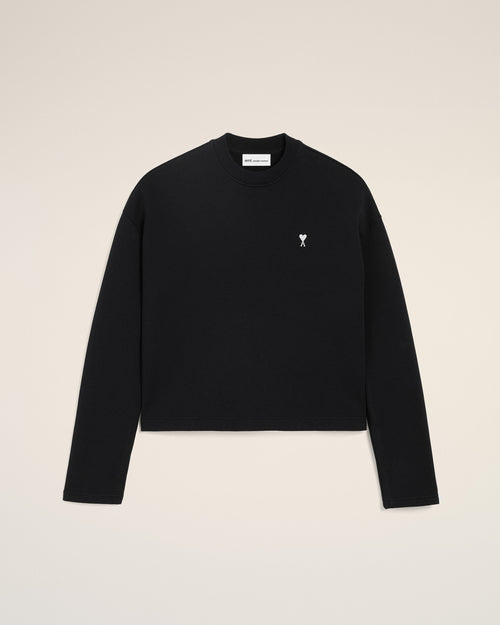 Black Cotton Ami De Coeur Cropped Sweatshirt - 4 - Ami Paris
