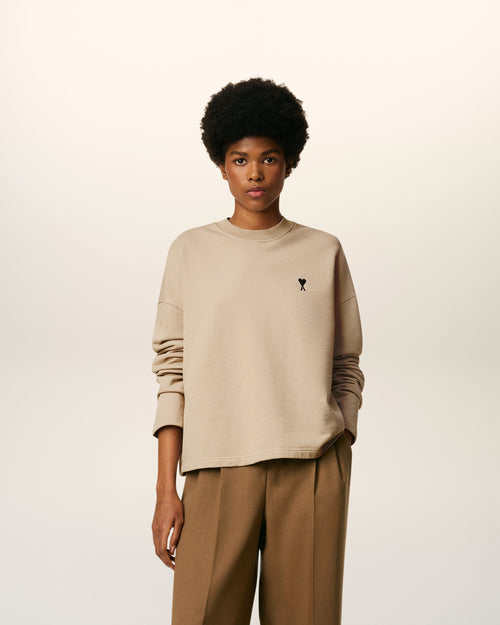                             Beige Cotton Contrasted Ami De Coeur Sweatshirt - 3                         - Ami Paris