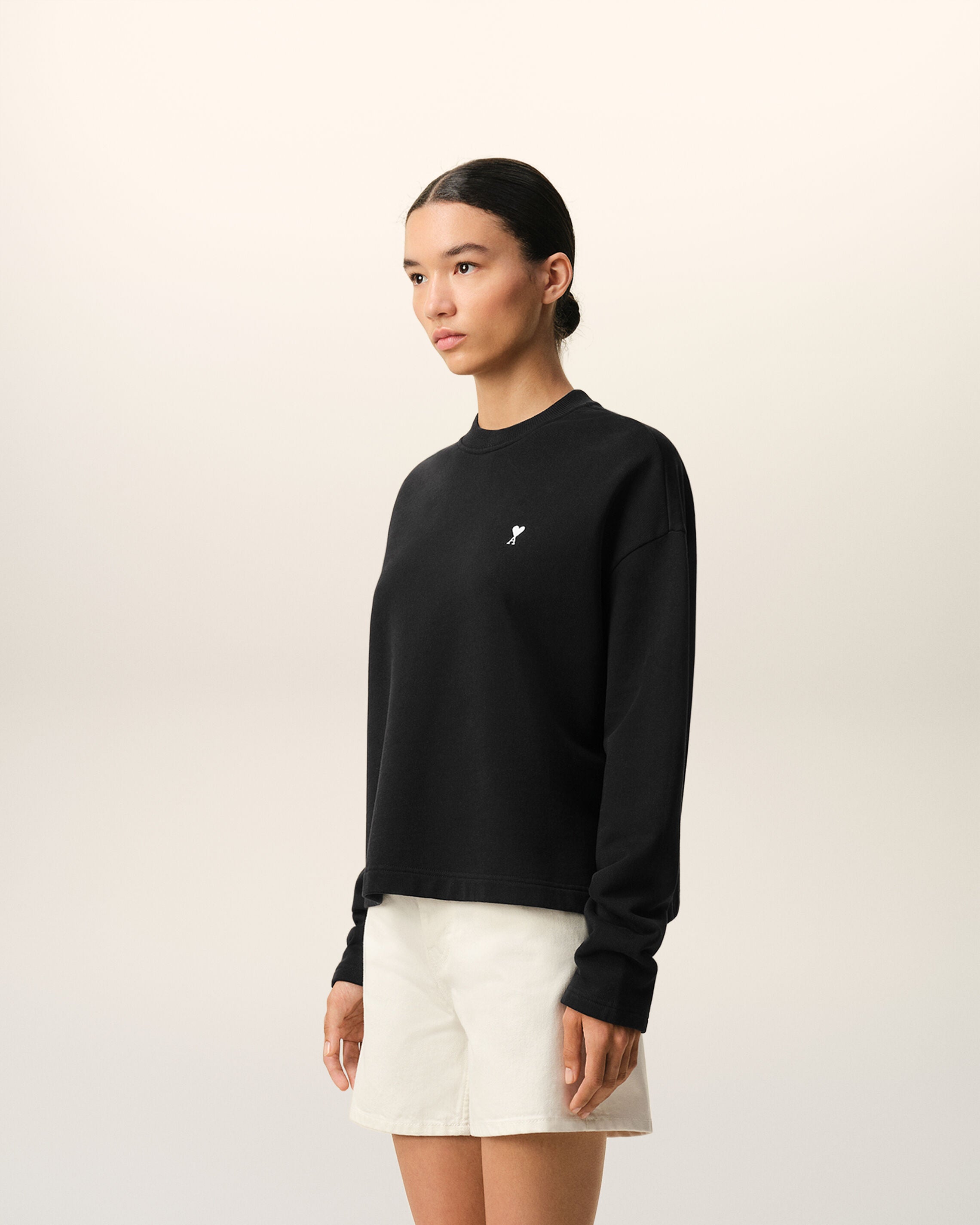 Felpa cropped Ami De Coeur in cotone nero - 6