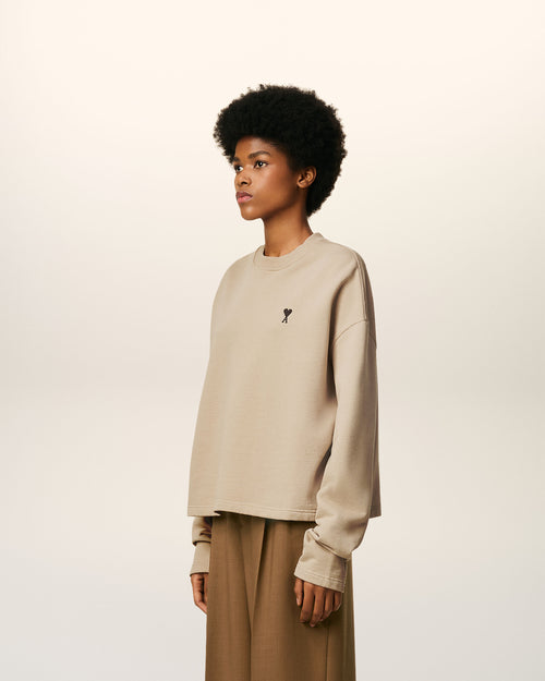 Sweatshirt Beige Ami De Coeur Contrasté En Coton - 6 - Ami Paris