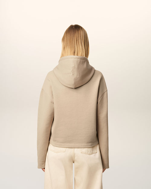 Beige Cotton Contrasted Ami De Coeur Hoodie - 5 - Ami Paris