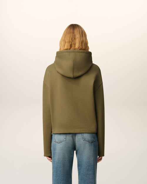 Green Cotton Contrasted Ami De Coeur Hoodie - 5 - Ami Paris