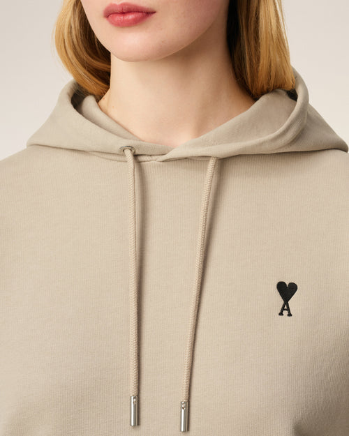 Beige Cotton Contrasted Ami De Coeur Hoodie - 4 - Ami Paris
