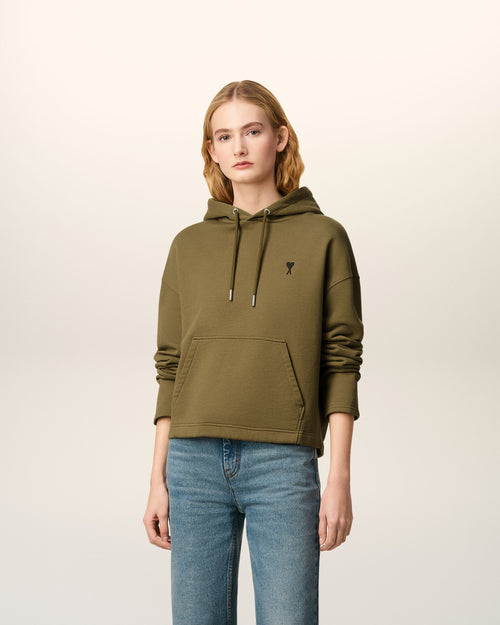                             Sudadera con capucha Ami de Cœur en contraste de algodón verde - 3                         - Ami Paris