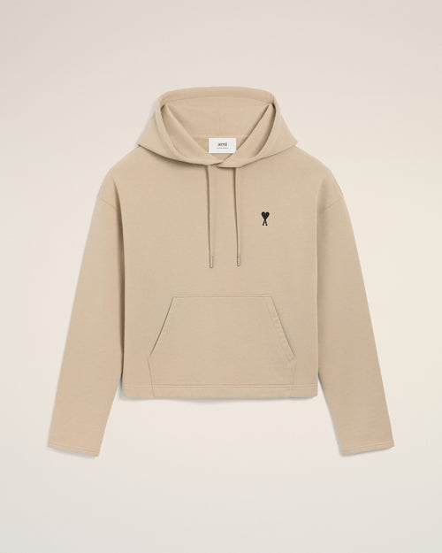 Beige Cotton Contrasted Ami De Coeur Hoodie - 4 - Ami Paris