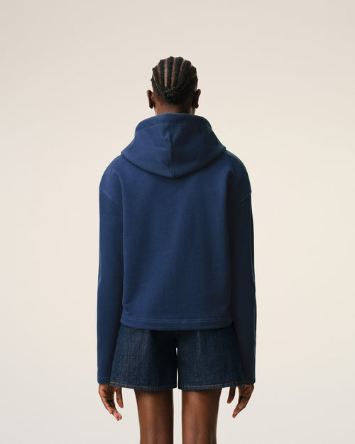 Blauer Ami De Coeur Baumwoll-Kapuzenpullover mit Reißverschluss - Damen - 6 - AMI Paris - Ami Paris