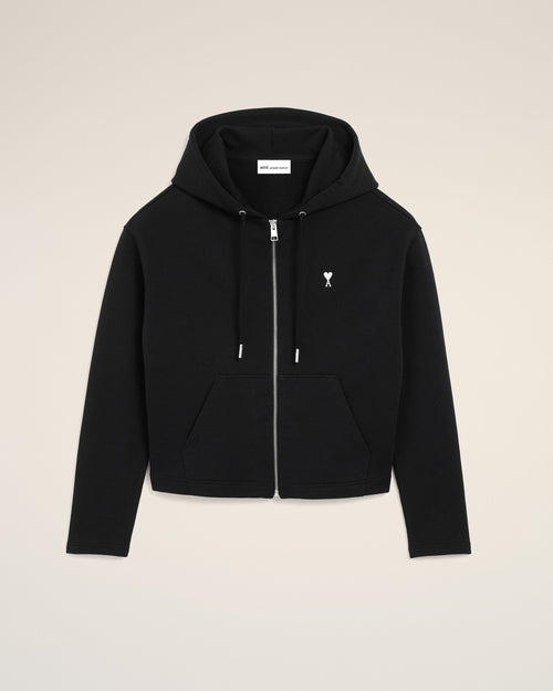                                     Hoodie Zippé Noir Ami De Coeur en Coton - 3                                 - Ami Paris