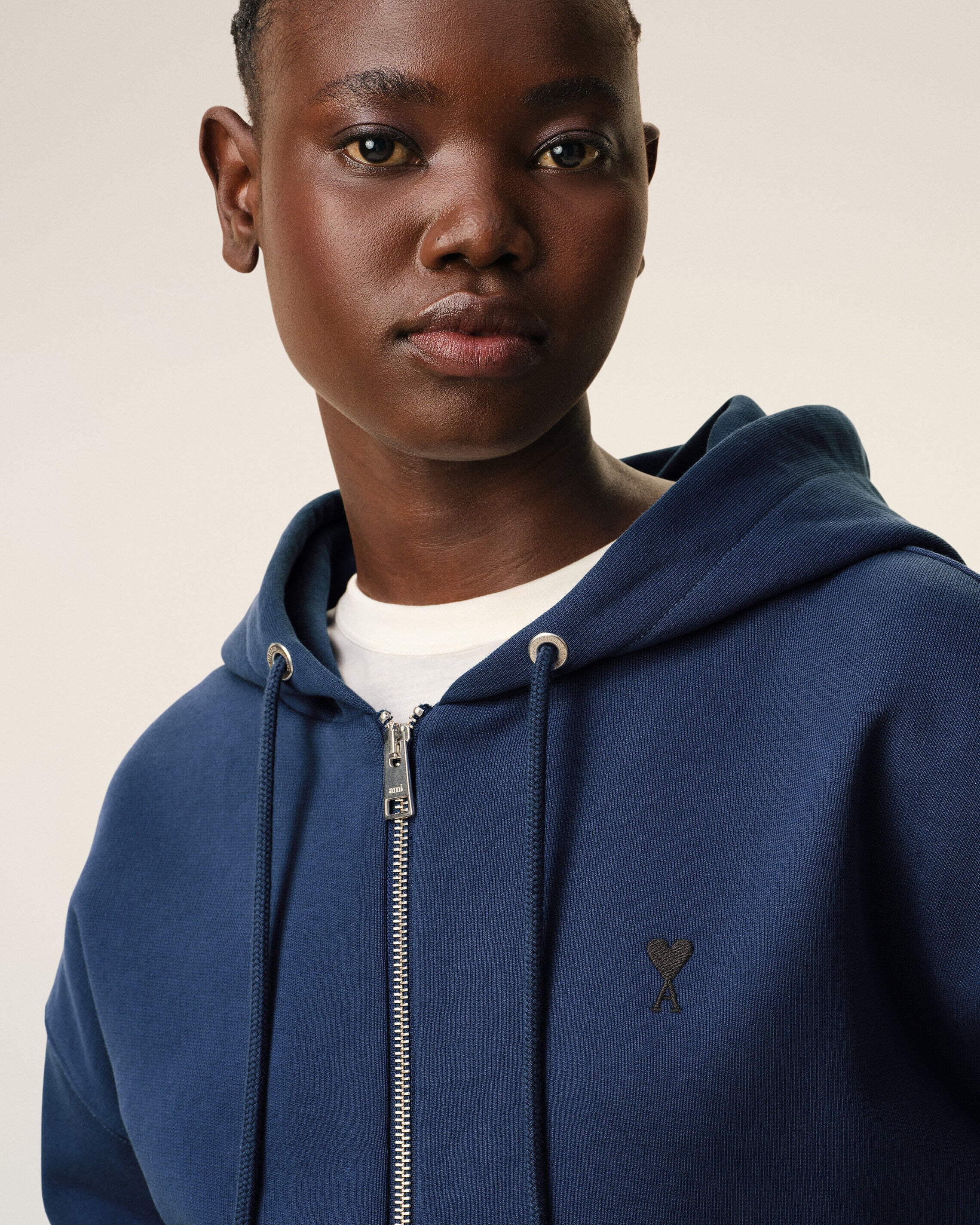 Blue Cotton Ami De Coeur Zipped Hoodie - 4