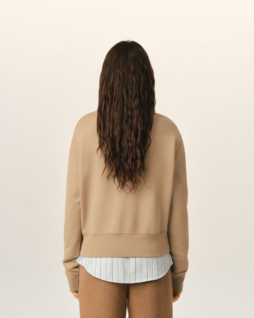 Beige cotton sweatshirt with Ami de Coeur - Woman - 5 - AMI Paris - Ami Paris