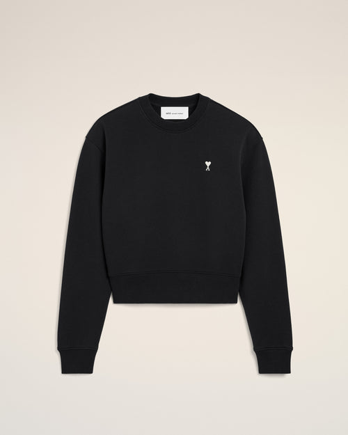 Black cotton sweatshirt with Ami de Coeur - BLACK/WHITE CREAM - Ami Paris