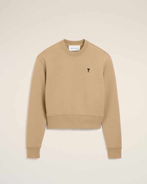Beige cotton sweatshirt with Ami de Coeur - 2 - Ami Paris