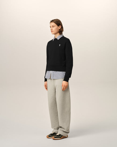 Black cotton sweatshirt with Ami de Coeur - Woman - 6 - AMI Paris - Ami Paris