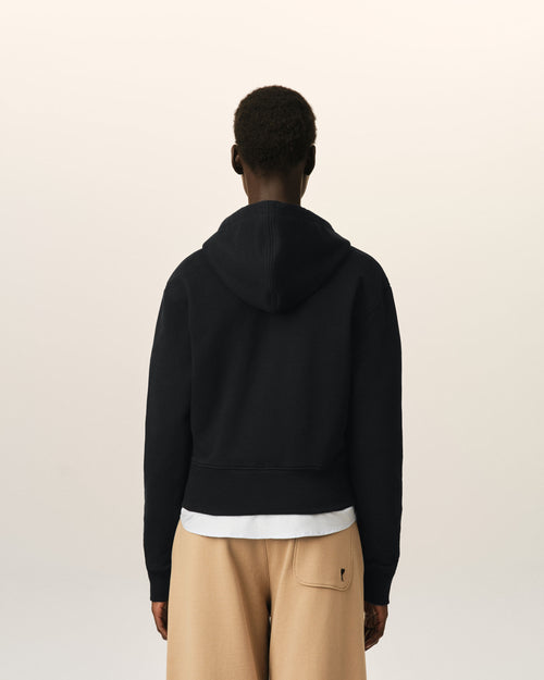 Ami de Coeur Kapuzenpullover mit Reißverschluss aus schwarzer Baumwolle - Damen - 5 - AMI Paris - Ami Paris