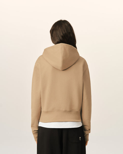 Sudadera con cremallera Ami de Cœur de algodón beige - Mujer - 5 - AMI Paris - Ami Paris