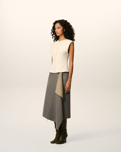 White Sleeveless Raw Edge Details Top - 6 - Ami Paris