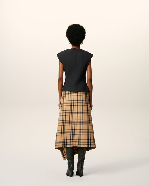 Black Sleeveless Raw Edge Details Top - 5 - Ami Paris