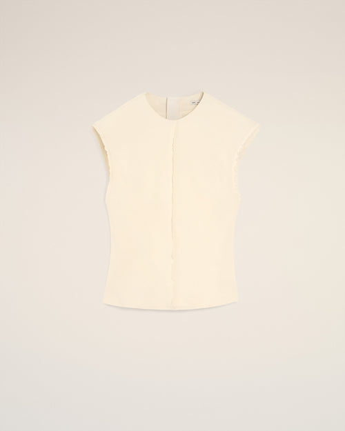 White Sleeveless Raw Edge Details Top - 4 - Ami Paris
