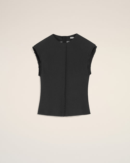                                 Top Noir Sans Manches En Crèpes De Viscose - 3                             - Ami Paris