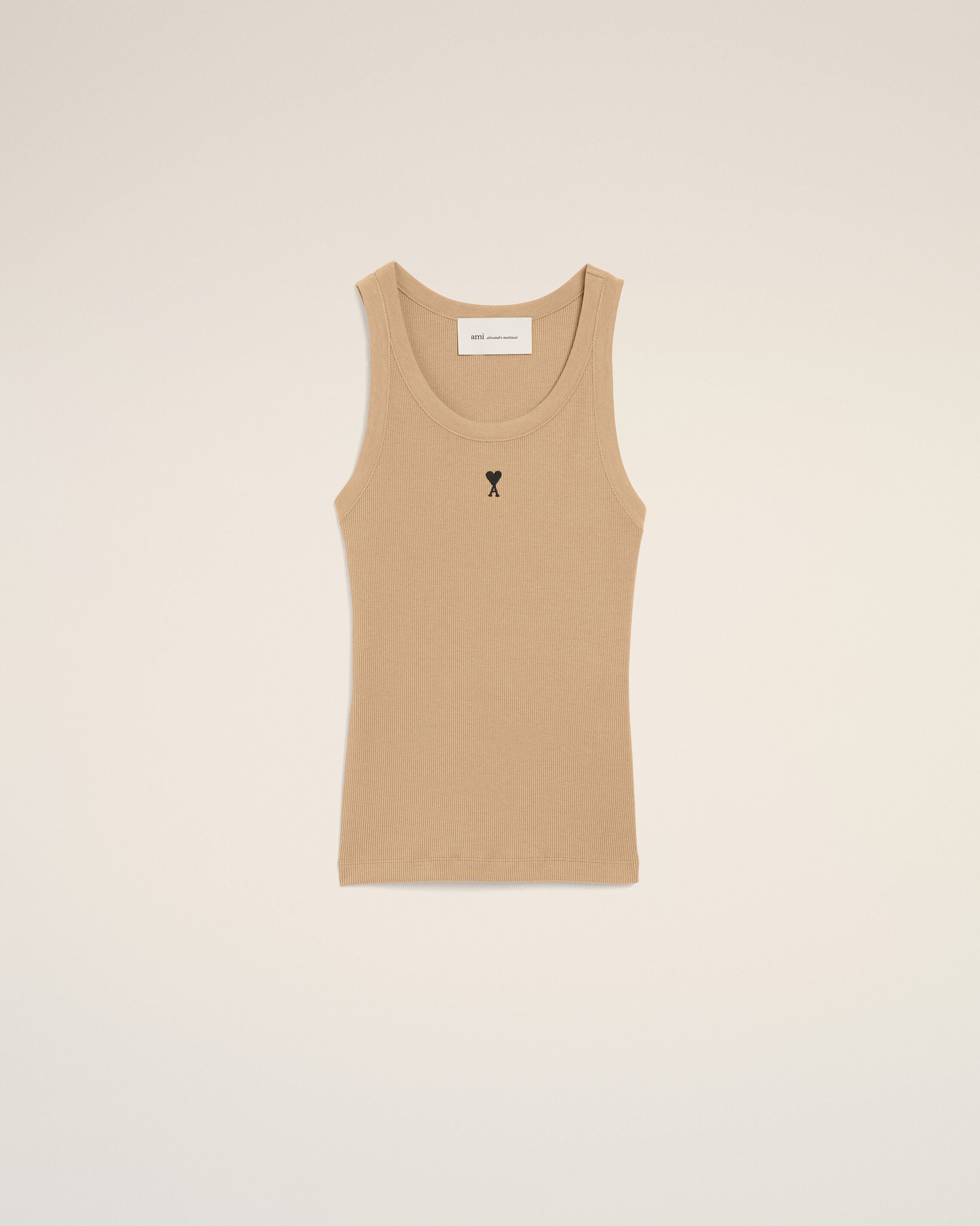 Beige cotton tanktop with Ami de Coeur - 1