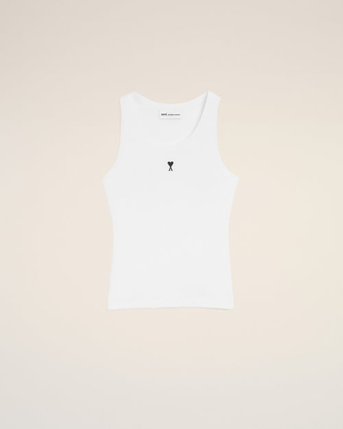 White Cotton Ami De Coeur Tanktop - 4 - Ami Paris