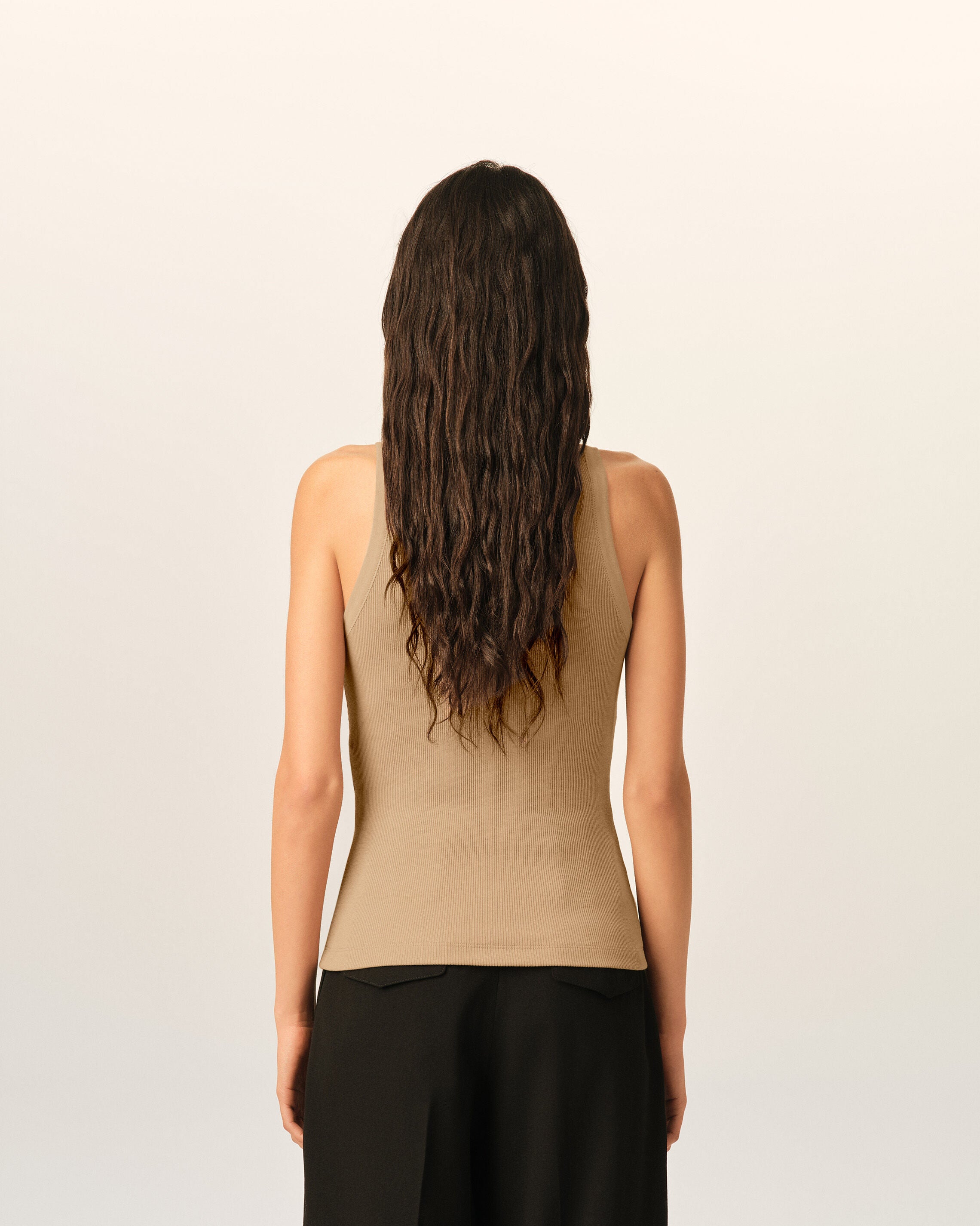 Beige cotton tanktop with Ami de Coeur - 5