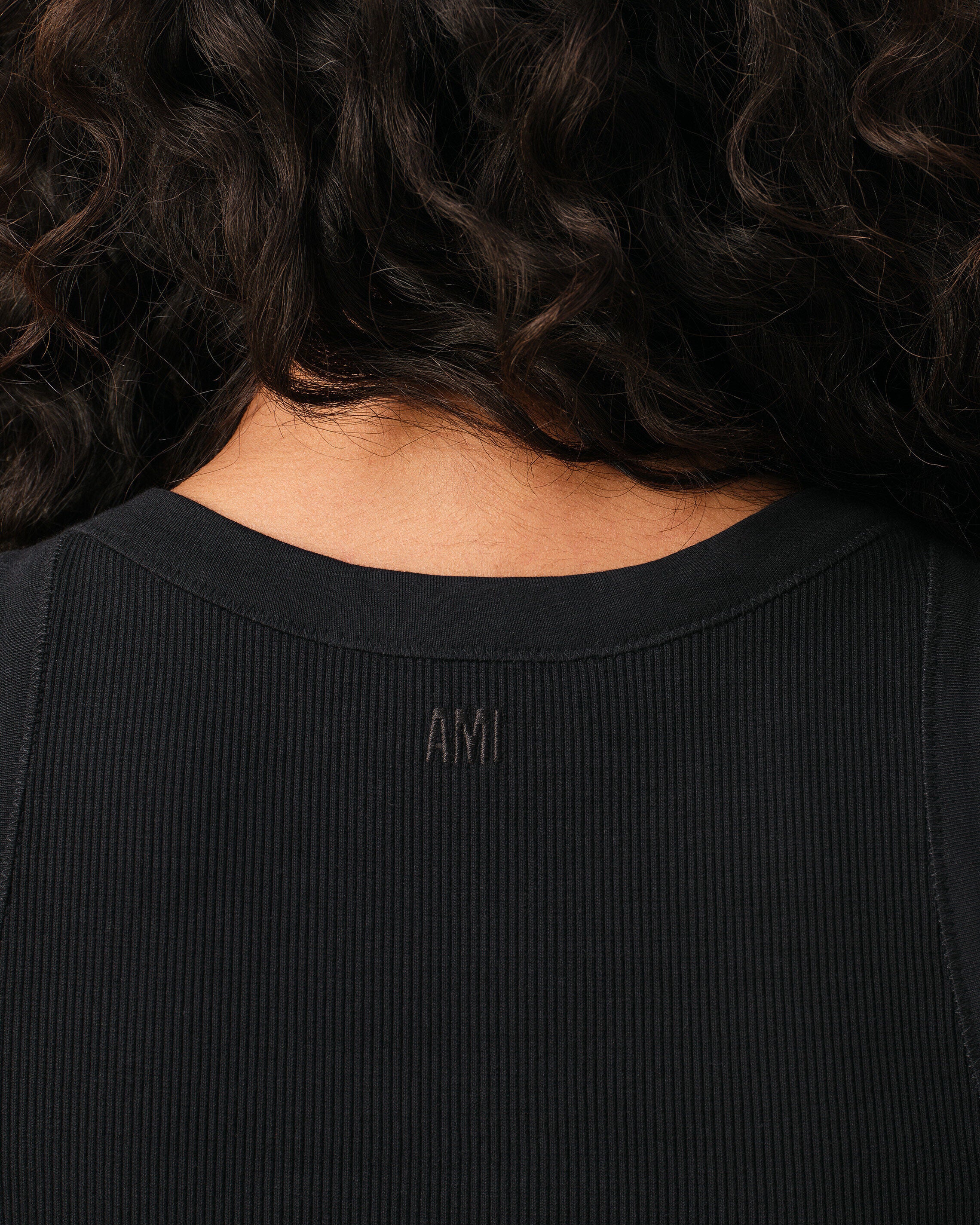 BLACK/WHITE CREAM Black Cotton Ami De Coeur Tanktop | Ami Paris