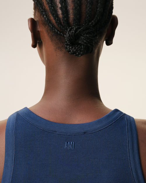 Blue Cotton Ami De Coeur Tanktop - Woman - 4 - AMI Paris - Ami Paris