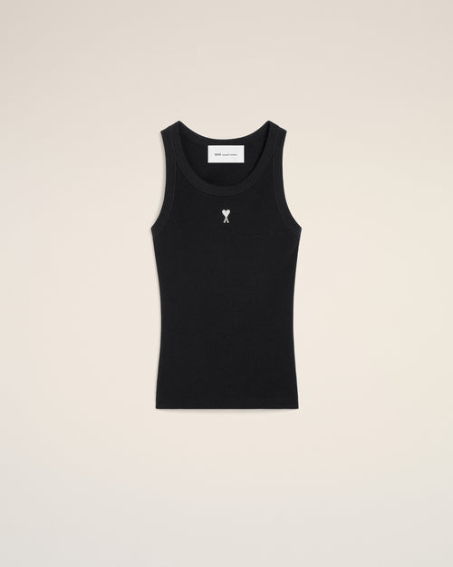 Black Cotton Ami De Coeur Tanktop - Woman - 1 - AMI Paris - Ami Paris
