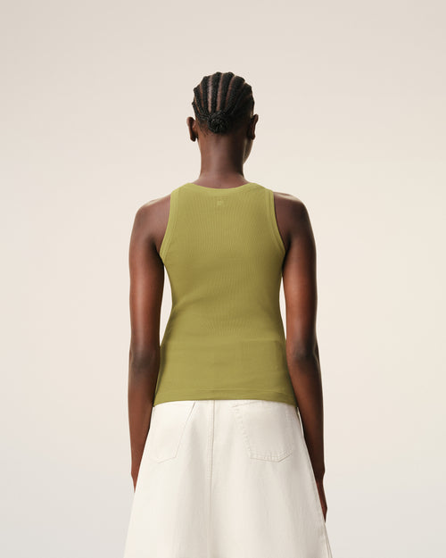 Green Cotton Ami De Coeur Tanktop - Woman - 5 - AMI Paris - Ami Paris