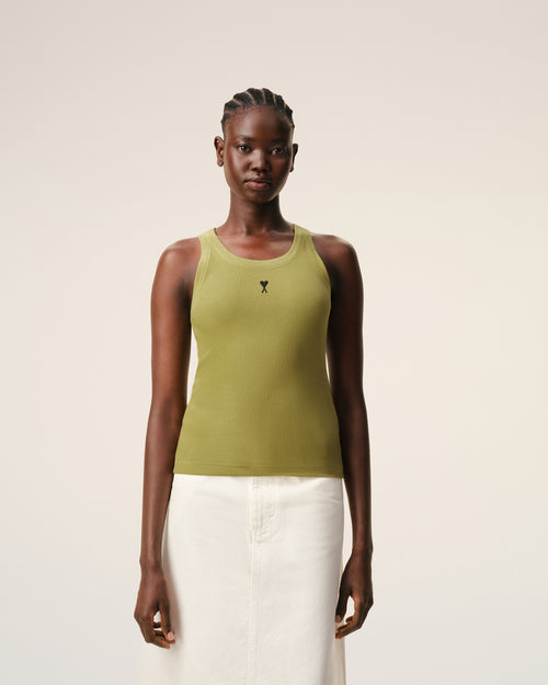 Green Cotton Ami De Coeur Tanktop - Woman - 3 - AMI Paris - Ami Paris