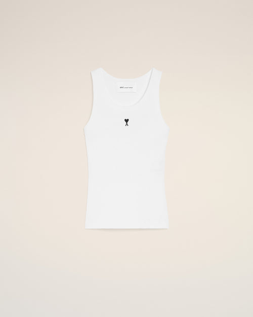 White Cotton Ami De Coeur Tanktop - 2 - Ami Paris