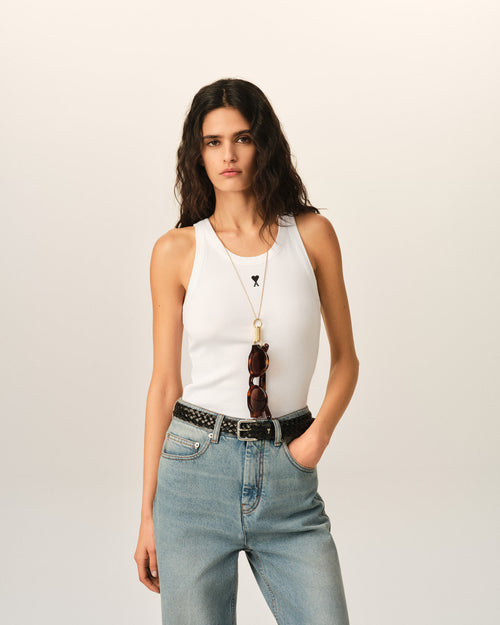 White Cotton Ami De Coeur Tanktop - 2 - Ami Paris