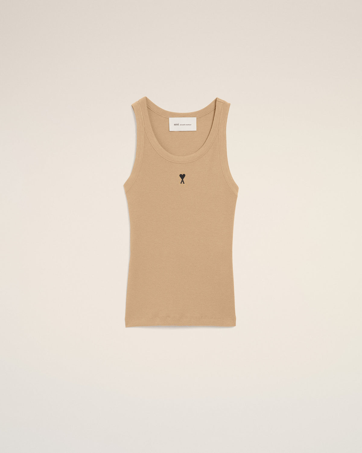 Beige cotton tanktop with Ami de Coeur - 1