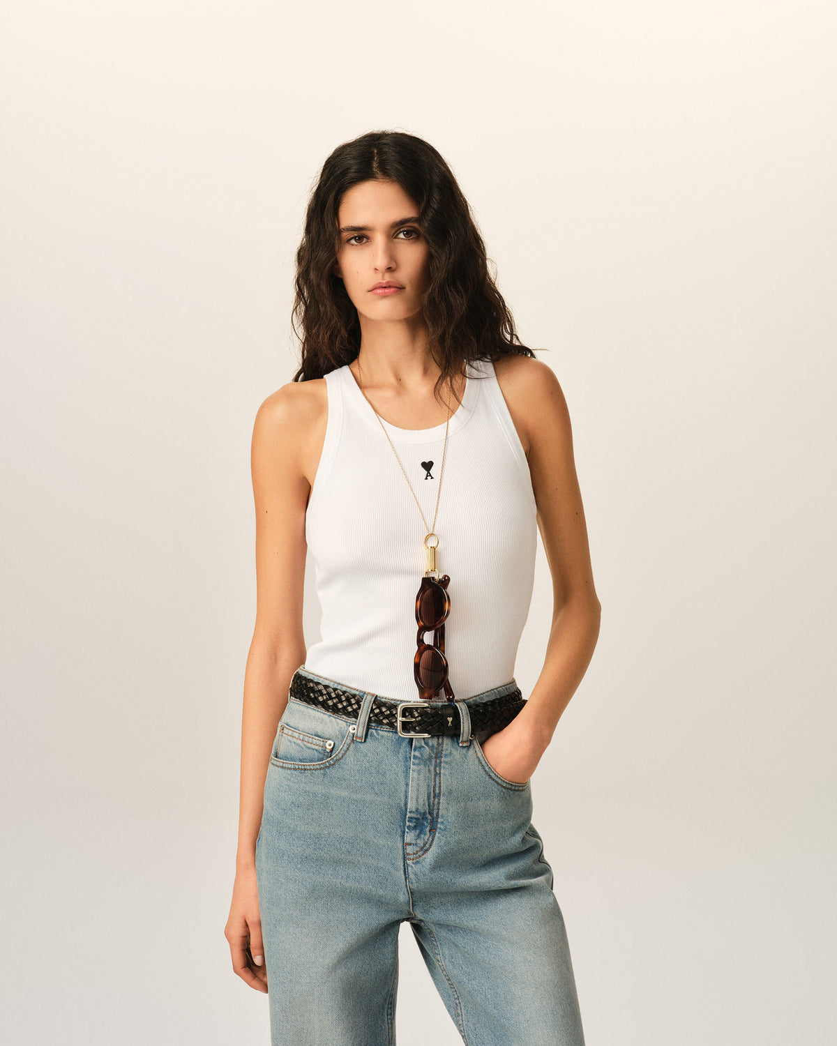 Camiseta sin mangas Ami de Cœur de algodón blanco - 2